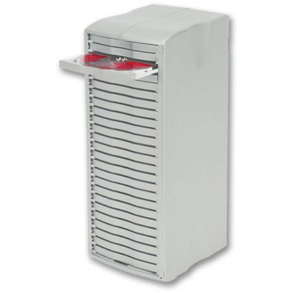 Fellowes CD Storage Spring Tower for 75 Disks W150xD170xH385mm Metallic Silver Ref 98288