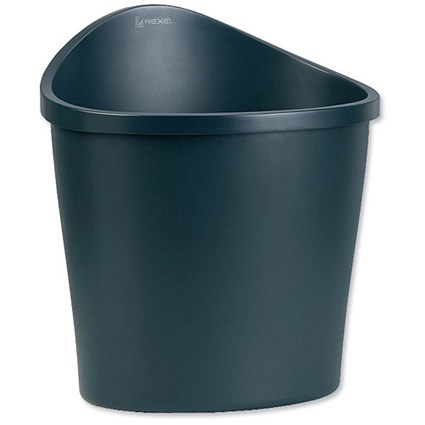 Rexel Agenda 2 Waste Bin / Elliptical / Handle on Rear / 18 Litres / W413xD330xH457mm / Charcoal