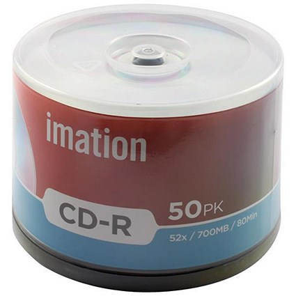 Imation CD-R Recordable Disk Write-once on Spindle 52x Speed 80Min 700MB [Pack 50]