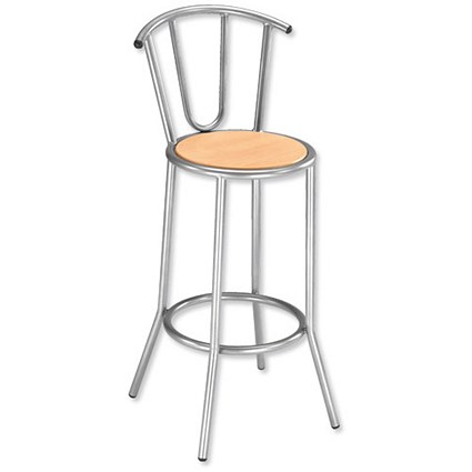 Trexus Cafe Bar Stool - Silver and Beech