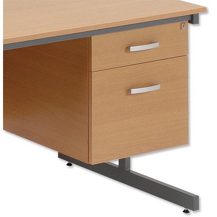 Trexus Fixed Filing Pedestal Suspended Lockable for Desk 2 Drawer W410xD510mm Oak
