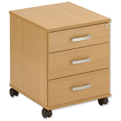 Trexus Mobile Pedestal 3 Drawer Lockable W408xD510xH530mm Oak