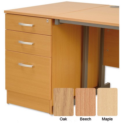 Trexus Filing Pedestal 600 Desk-high 3 Drawer Lockable W410xD600xH720mm Oak