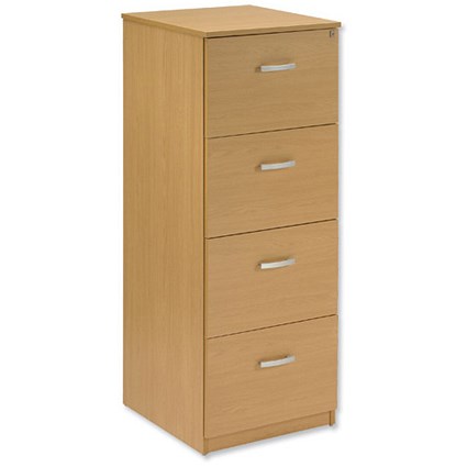 Trexus Filing Cabinet Lockable 4 Drawer Foolscap W476xD598xH1320mm Oak
