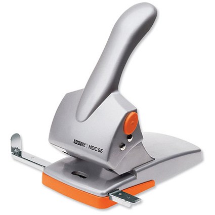 Rapid HDC65 Punch Heavy-duty 2-Hole Lock-down Handle Capacity 65x 80gsm Silver and Orange