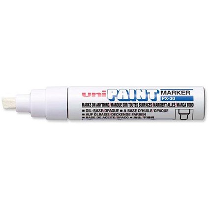 Unipaint PX-30 Paint Marker Broad Chisel White (Pack of 6)