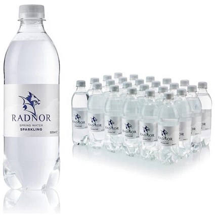 Radnor Hills Sparkling Water, Plastic Bottles, 500ml, Pack of 24