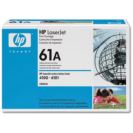 Hewlett Packard [HP] No. 61A Laser Toner Cartridge Page Life 6000pp Black Ref C8061A