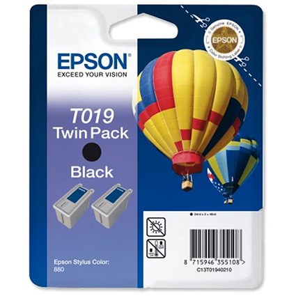 Epson Inkjet Cartridge Page Life 900pp Black Ref T019402 [Pack 2]