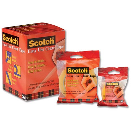 Scotch Easy Use Clear Tape 19mmx33m [Pack 8]