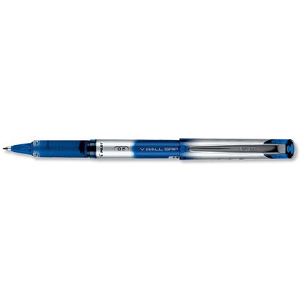 Pilot VBall VB5 Rollerball Pen, Rubber Grip, 0.5mm Tip, 0.3mm Line, Blue, Pack of 12