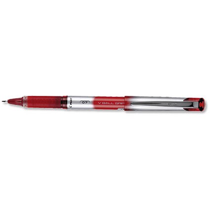 Pilot VBall VB7 Rollerball Pen with Rubber Grip 0.7mm Tip 0.4mm Line Red 02 [Pack 12]