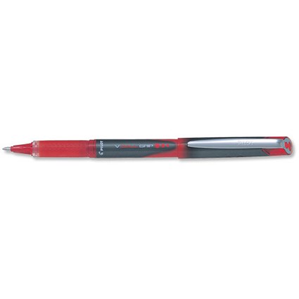 Pilot V10 Rollerball Pen Rubber Grip Needle Point 1.0mm Tip 0.7mm Line Red [Pack 12]
