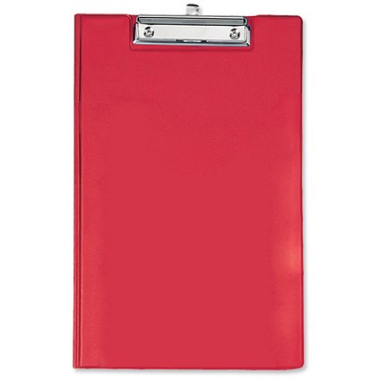 Fold-over Clipboard with Pocket and Pen Holder / Foolscap / Red