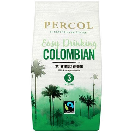 Percol Fairtrade Colombia Medium Roasted Ground Coffee - 200g