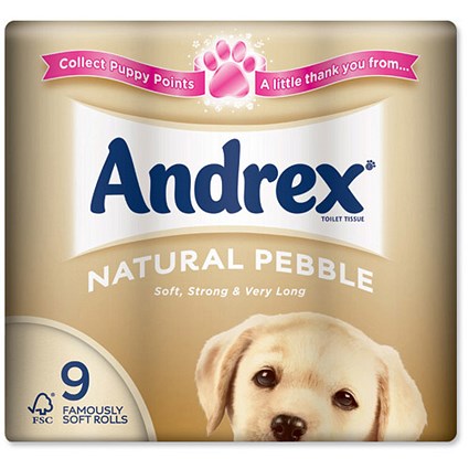 Andrex Toilet Rolls / Natural Pebble / 9 Rolls