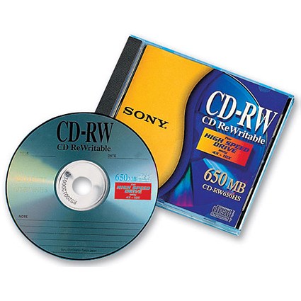 Sony CD-RW Rewritable Disk Cased 4x-10x Speed 80min 700Mb