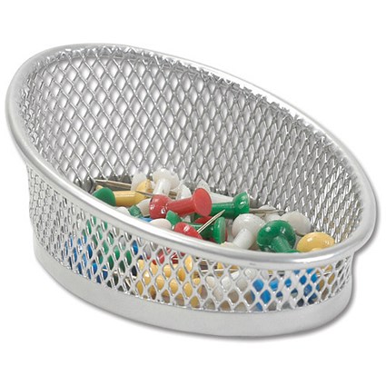 Alba Mesh Paperclips Holder Metal Stackable Round W95xD95xH47mm Silver