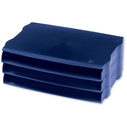 Avery DTR Wide Entry Stackable Letter Tray / Blue / Pack of 3
