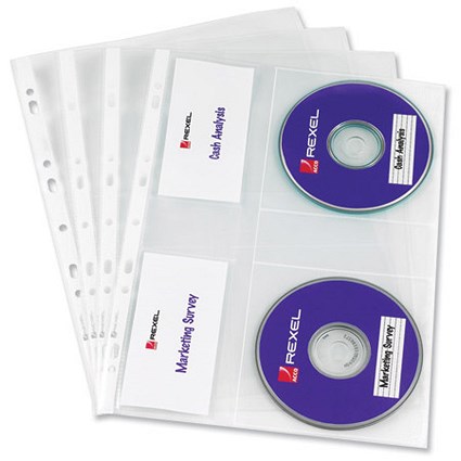 Rexel A4 Nyrex Multipunched CD Pockets For 2 CDs - Pack of 5