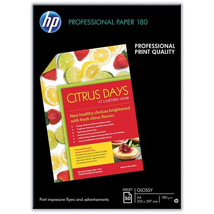 HP A3 Superior Double-Sided Glossy Inkjet Photo Paper, White, 180gsm, Pack of 50