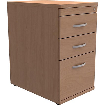 Trexus Desk-High Filing Pedestal / 600mm Deep / Soft Close / 3-Drawers / Beech