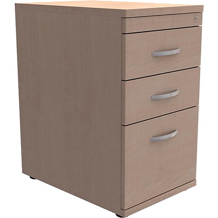 Trexus Desk-High Filing Pedestal / 600mm Deep / Soft Close / 3-Drawers / Maple