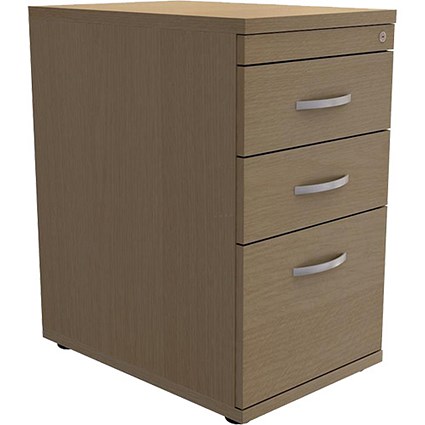 Trexus Desk-High Filing Pedestal / 600mm Deep / Soft Close / 3-Drawers / Oak