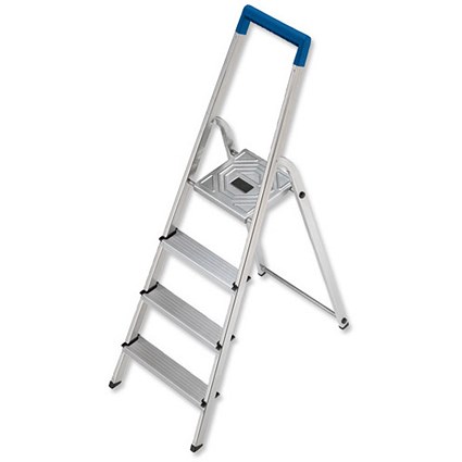 Folding Aluminium Ladder - 4 Non Slip Ribbed Steps