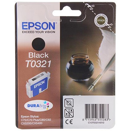 Epson T0321 Black DURABrite Inkjet Cartridge