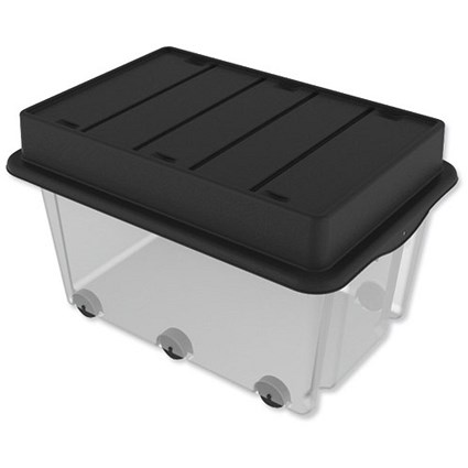 Strata Storemaster Mega Crate & Trunk Lid on 6 Wheels 105 Litres W710xD495xH545mm Clear