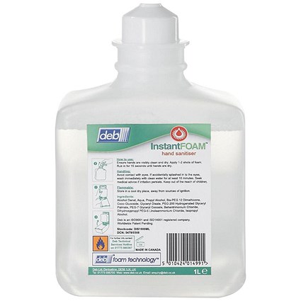 DEB Instant Foam Hand Sanitiser Refill Cartridge - 1 Litre