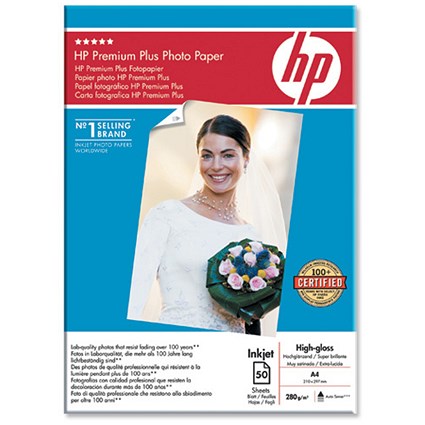 Hewlett Packard [HP] Premium Plus Photo Paper Glossy 280gsm A4 [50 Sheets]