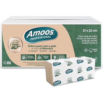 Purely Kind Unbleached Hand Towels, V Fold, 2-ply, Pack of 4000
