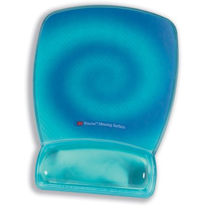 3M Precise Mousing Surface Mouse Mat Pad with Gel Wrist Rest Translucent Blue