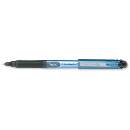 Pentel Energel Rollerball Pen Needle Point 0.5mm Tip 0.25mm Line Black [Pack 12]