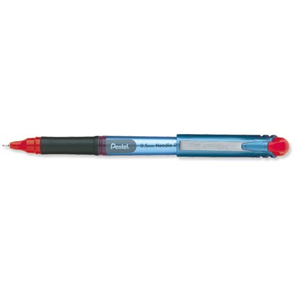 Pentel Energel Rollerball Pen Needle Point 0.5mm Tip 0.25mm Line Red [Pack 12]