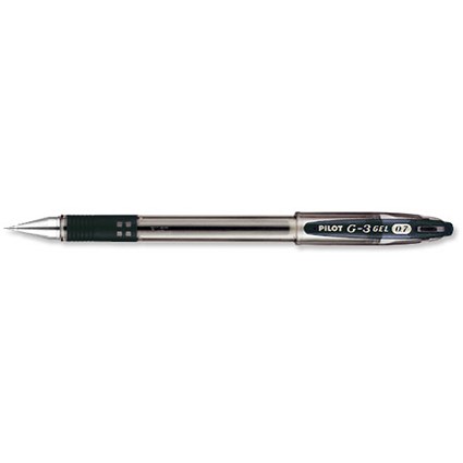 Pilot G-3 Gel Rollerball Pen, Refillable, Rubber Grip, Black, Pack of 12