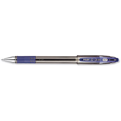 Pilot G-3 Gel Rollerball Pen, Refillable, Rubber Grip, Blue, Pack of 12