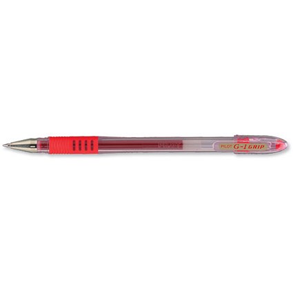 Pilot G-1 Grip Gel Rollerball Pen Broad 1.0mm Tip 0.6mm Line Red [Pack 12]