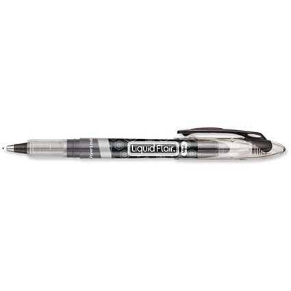 Paper Mate Liquid Flair Fineliner Pen Medium 1.0mm Tip 0.7mm Line Black [Pack 12]