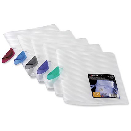 Rexel Frosted Colour Clip Files with Translucent Clip / 30 Sheet Capacity / Assorted / Pack of 25