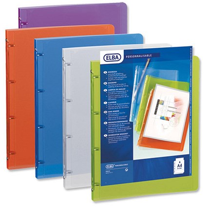 Elba Polyvision Presentation Ring Binder Polypropylene 4 Ring 40mm Spine A4 Assorted [Pack 12]