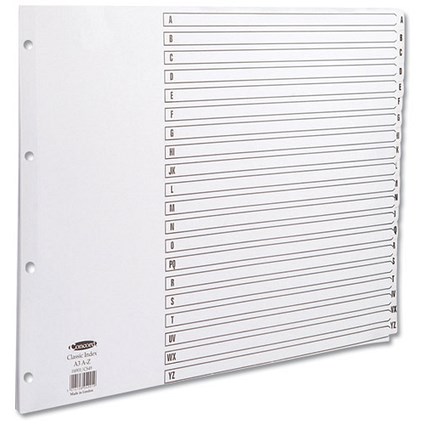 Concord Classic Index Mylar-reinforced Punched 4 Holes A-Z 20-Part A3 White