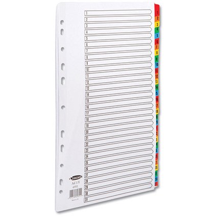 Concord Commercial Dividers Europunched 1-31 Coloured Tabs A4 White