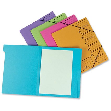 Concord Bright Compartment File Indexing Elasticated 290gsm 7-Part Assorted [Pack 10]