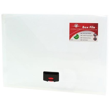 Concord Plastic Document Box, 25mm Spine, A4, Clear