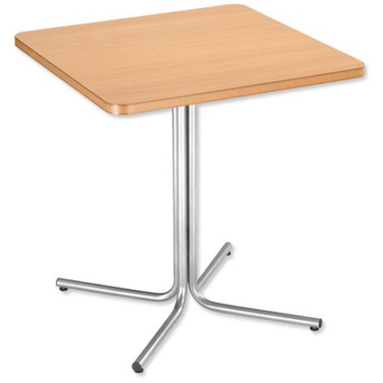 Trexus Cafe Table Square Silver-effect Frame W700xD700xH755mm Beech
