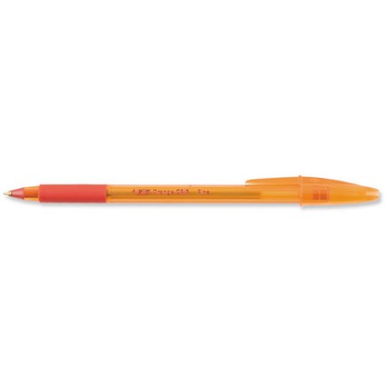 Bic Orange Grip Ball Pen Translucent Barrel 0.8mm Tip 0.2mm Line Red [Pack 20]