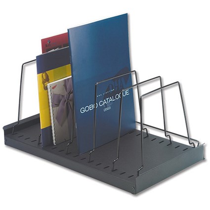 Arnos Book and Magazine Rack of Steel 6 Wire Dividers W450xD249xH195mm Black